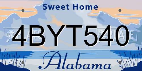 4BYT540 Alabama License Plate