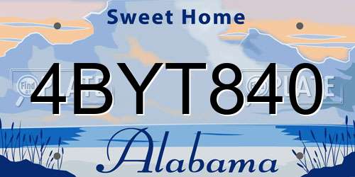 4BYT840 Alabama License Plate