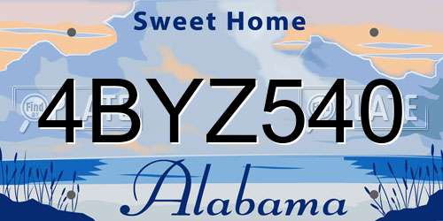 4BYZ540 Alabama License Plate