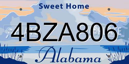4BZA806 Alabama License Plate