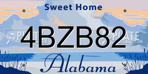 4BZB82 Alabama License Plate