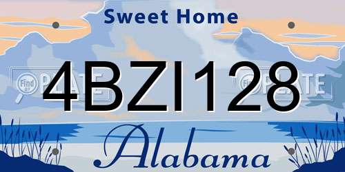 4BZI128 Alabama License Plate