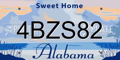 4BZS82 Alabama License Plate