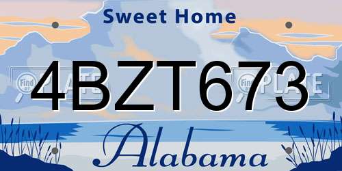4BZT673 Alabama License Plate
