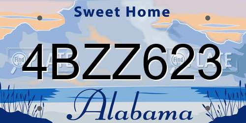 4BZZ623 Alabama License Plate