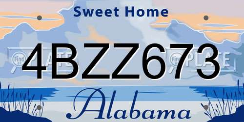 4BZZ673 Alabama License Plate