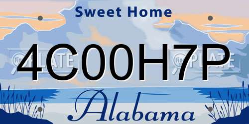 4C00H7P Alabama License Plate