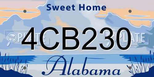 4CB230 Alabama License Plate