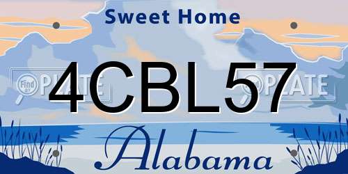 4CBL57 Alabama License Plate