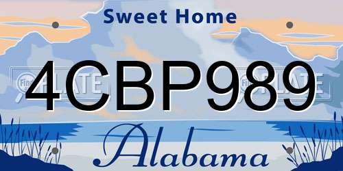 4CBP989 Alabama License Plate