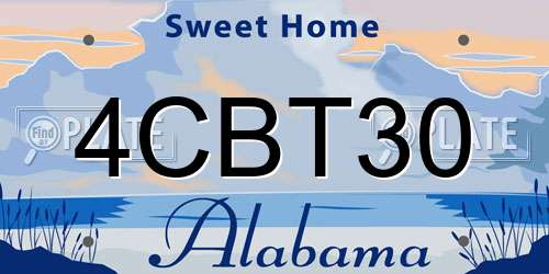 4CBT30 Alabama License Plate