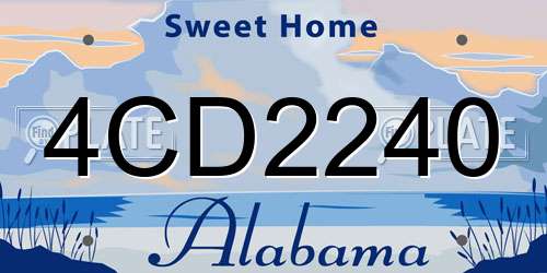 4CD2240 Alabama License Plate