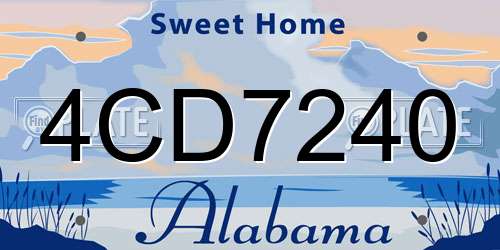 4CD7240 Alabama License Plate