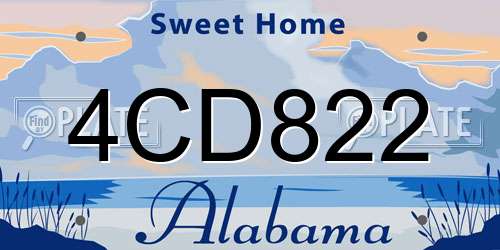 4CD822 Alabama License Plate