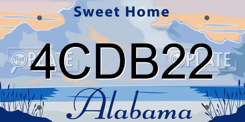 4CDB22 Alabama License Plate
