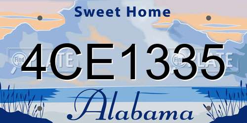4CE1335 Alabama License Plate
