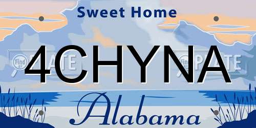 4CHYNA Alabama License Plate