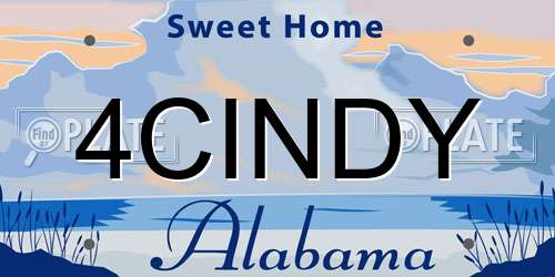 4CINDY Alabama License Plate