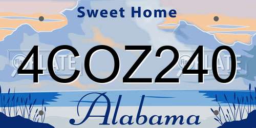 4COZ240 Alabama License Plate