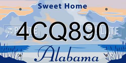 4CQ890 Alabama License Plate