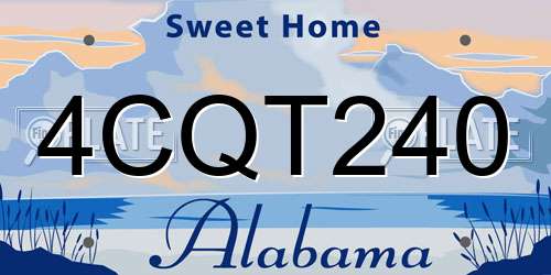 4CQT240 Alabama License Plate