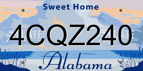 4CQZ240 Alabama License Plate