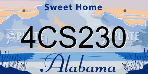 4CS230 Alabama License Plate