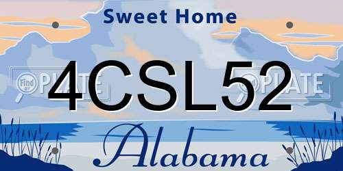 4CSL52 Alabama License Plate