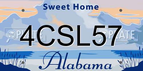 4CSL57 Alabama License Plate