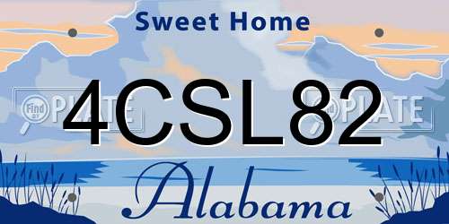 4CSL82 Alabama License Plate