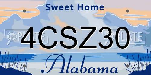 4CSZ30 Alabama License Plate