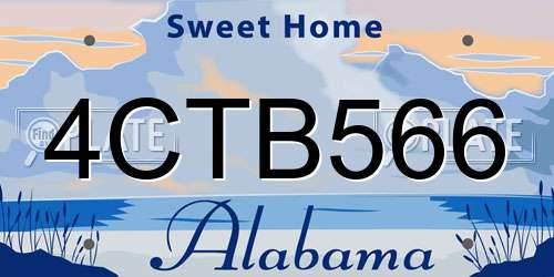 4CTB566 Alabama License Plate