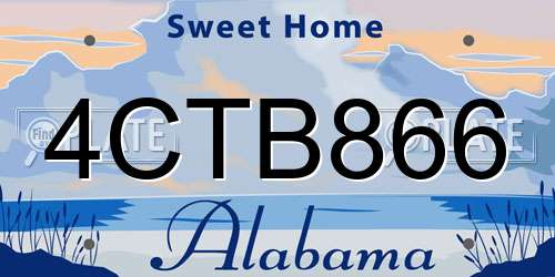 4CTB866 Alabama License Plate