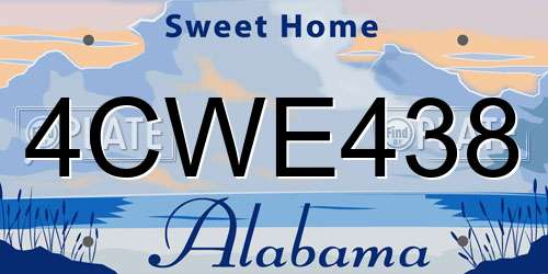4CWE438 Alabama License Plate