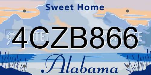 4CZB866 Alabama License Plate