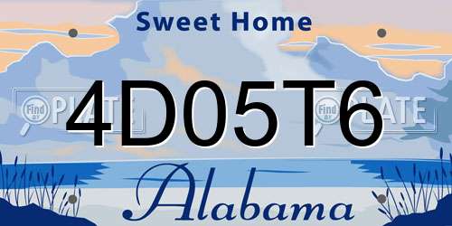 4D05T6 Alabama License Plate