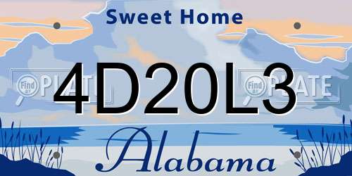 4D20L3 Alabama License Plate
