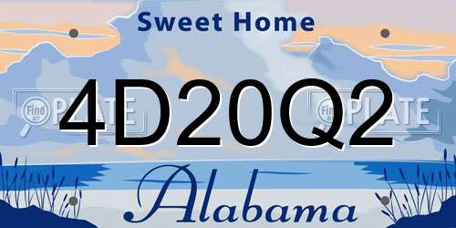 4D20Q2 Alabama License Plate
