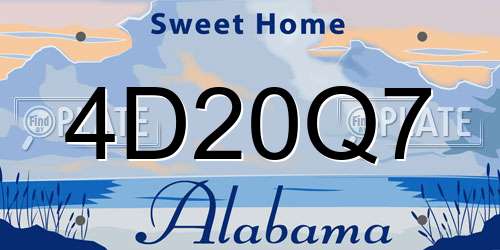 4D20Q7 Alabama License Plate