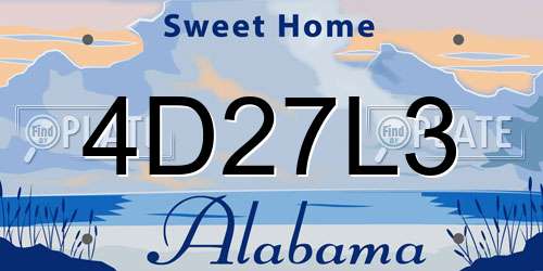4D27L3 Alabama License Plate