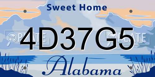 4D37G5 Alabama License Plate