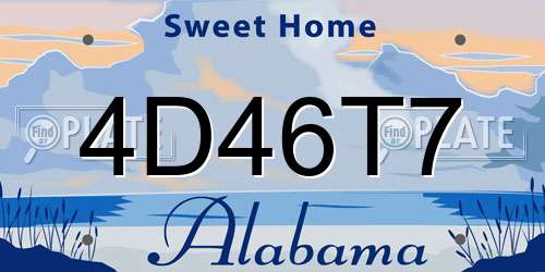4D46T7 Alabama License Plate