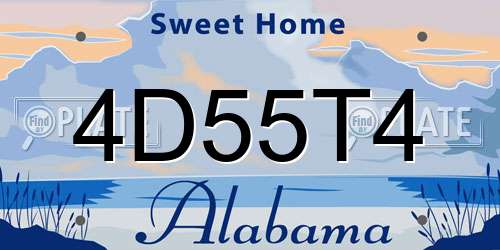 4D55T4 Alabama License Plate