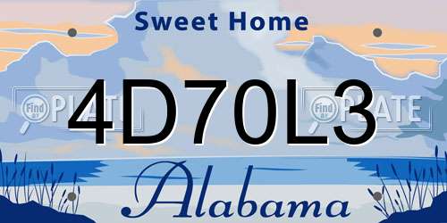 4D70L3 Alabama License Plate