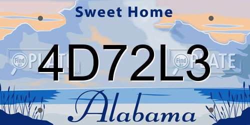 4D72L3 Alabama License Plate