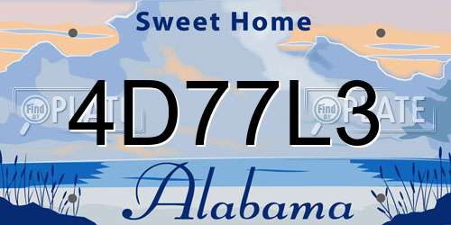 4D77L3 Alabama License Plate