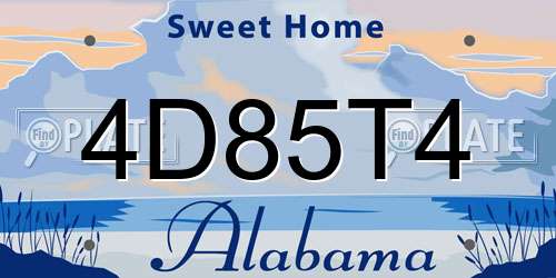 4D85T4 Alabama License Plate