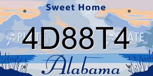 4D88T4 Alabama License Plate