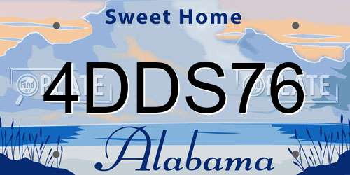 4DDS76 Alabama License Plate