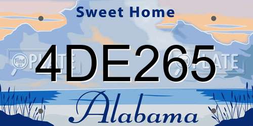 4DE265 Alabama License Plate